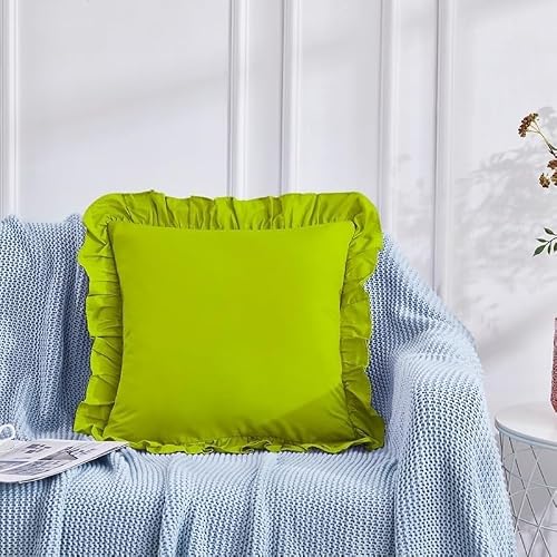Image of Ruffle Pillow Covers Soft Cotton Throw Pillow Shams for Couch Sofa Bed