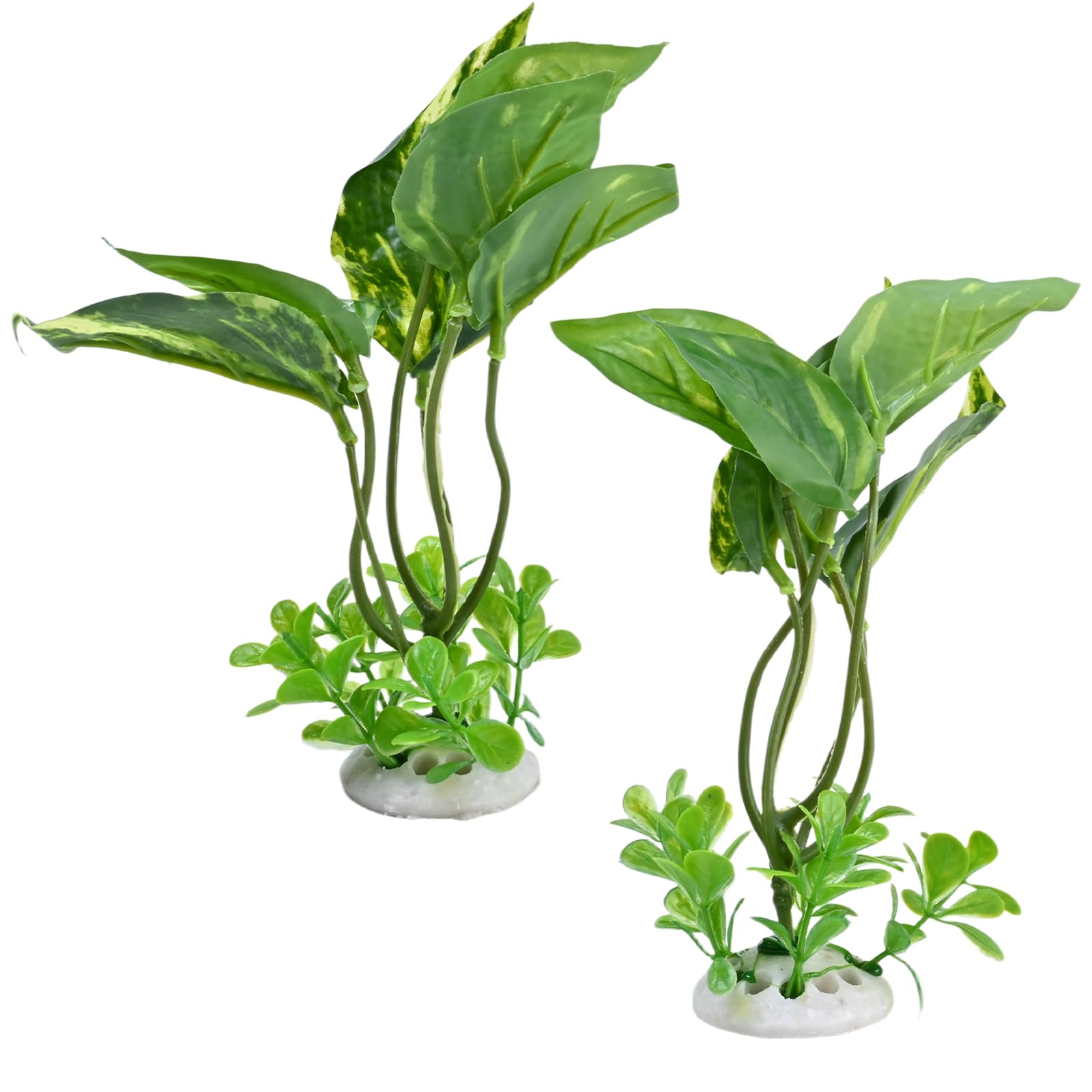 Drwosm 2 Pcs Fish Tank Decorations Aquarium Plants Artificial Fish Tank Plants Aquarium Ornaments Vivarium Decoration, for Home and Office Water Tank Decor, Natural Realistic Design