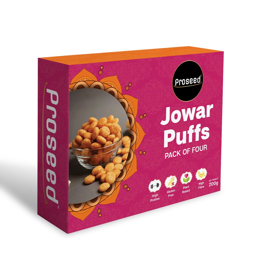 Proseed Jowar Puffs Diwali Gift Hamper, Spice,Cheese, Chatpata Chat, and Peri Peri 50 G x 4 Slow Roasted Tasty Snacks | Millet Snack | 100% Veg | Gluten Free | No added Sugar | No Trans-Fat 200g (B0DGFBD2JY) Amazon Price History, Amazon Price Tracker
