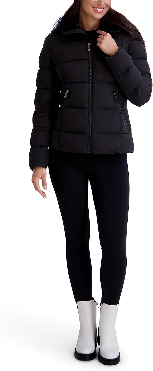 Kenneth Cole New York Women's Short Puffer Jacket With Removable Hood image 5
