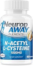 NeuropAWAY Elements N-Acetyl L-Cysteine 1000mg 60ct with Capsules (60 1000mg Capsules Per Bottle)
