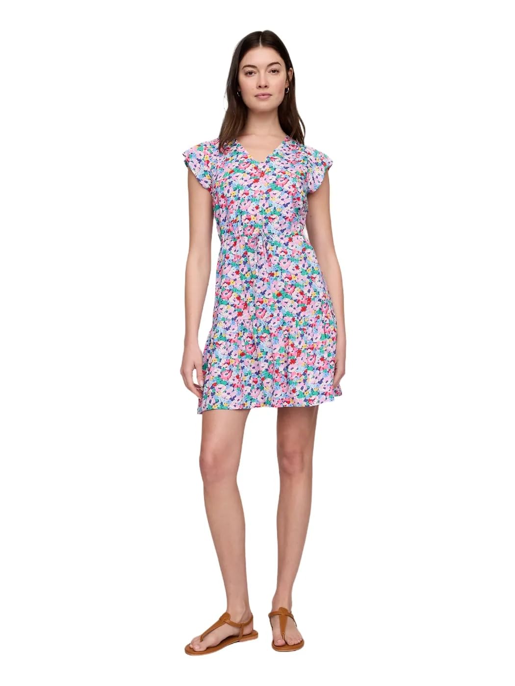Photo 1 of GAP Women's Tie Waist Mini Dress, Blue Ditsy Floral, X-Large