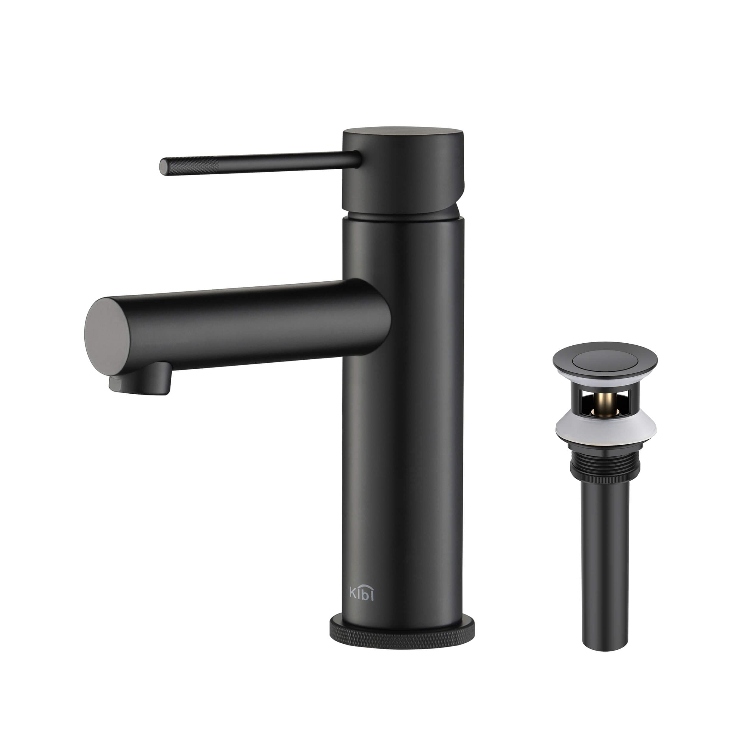KIBI KBF1010 Solid Brass Single Handle Single Hole Circular X Faucet for Bathroom Sink with Pop Up Drain | High Arc Faucet Spout | Durable Matte Black