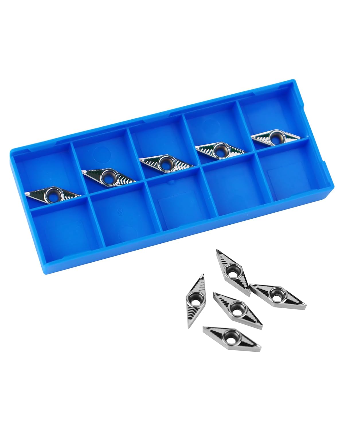 VBGT221 VBGT110304-LH Carbide Inserts for Aluminum, Replacement Carbide Turning Inserts Cutting Tools, CNC Lathe Inserts for Finish to Semi-Finish Machining of Non-Ferrous Metal, 10Pcs