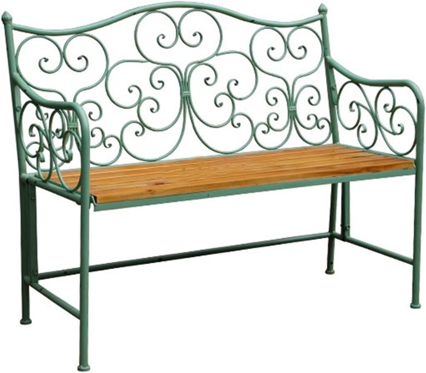 Outdoor Garden Bench Antique Green Outdoor Bench with Backrest, 2 Metal Frames, Suitable for Courtyards, Terraces, Porches, and Sunrooms Park Bench