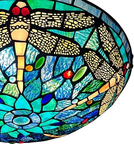 Miniatura 2 de ARTZONE Tiffany - Lámpara de techo de vitral, 3 luces de 16 pulgadas, lámpara de techo Tiffany de montaje empotrado para dormitorio, comedor, sala