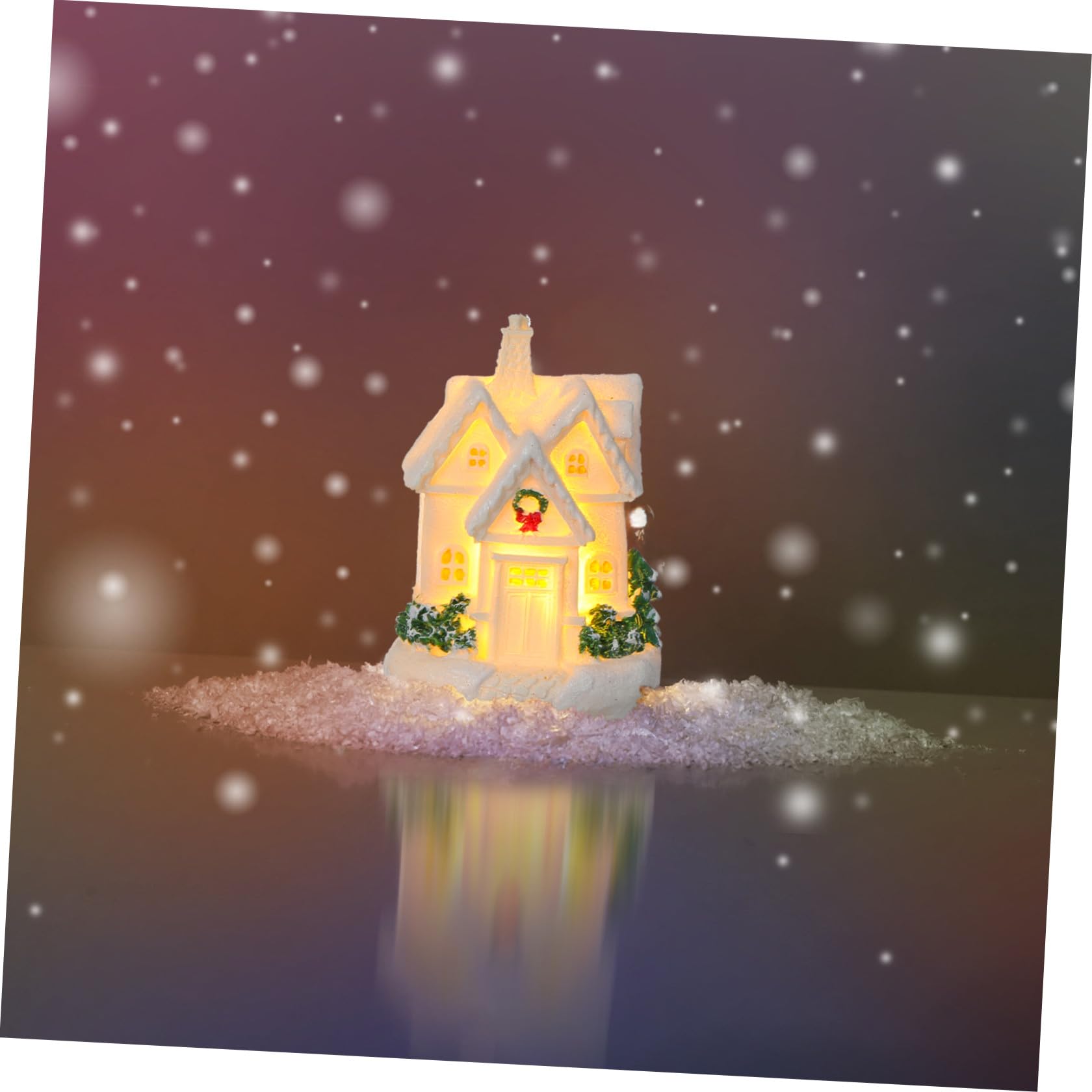 DOITOOL 3 Pezzi Case del Villaggio di Natale in Resina Bianca con Luci LED Luminose, Decorazione da Tavolo Festiva a Forma di Casa per Famiglie nel Periodo Natalizio