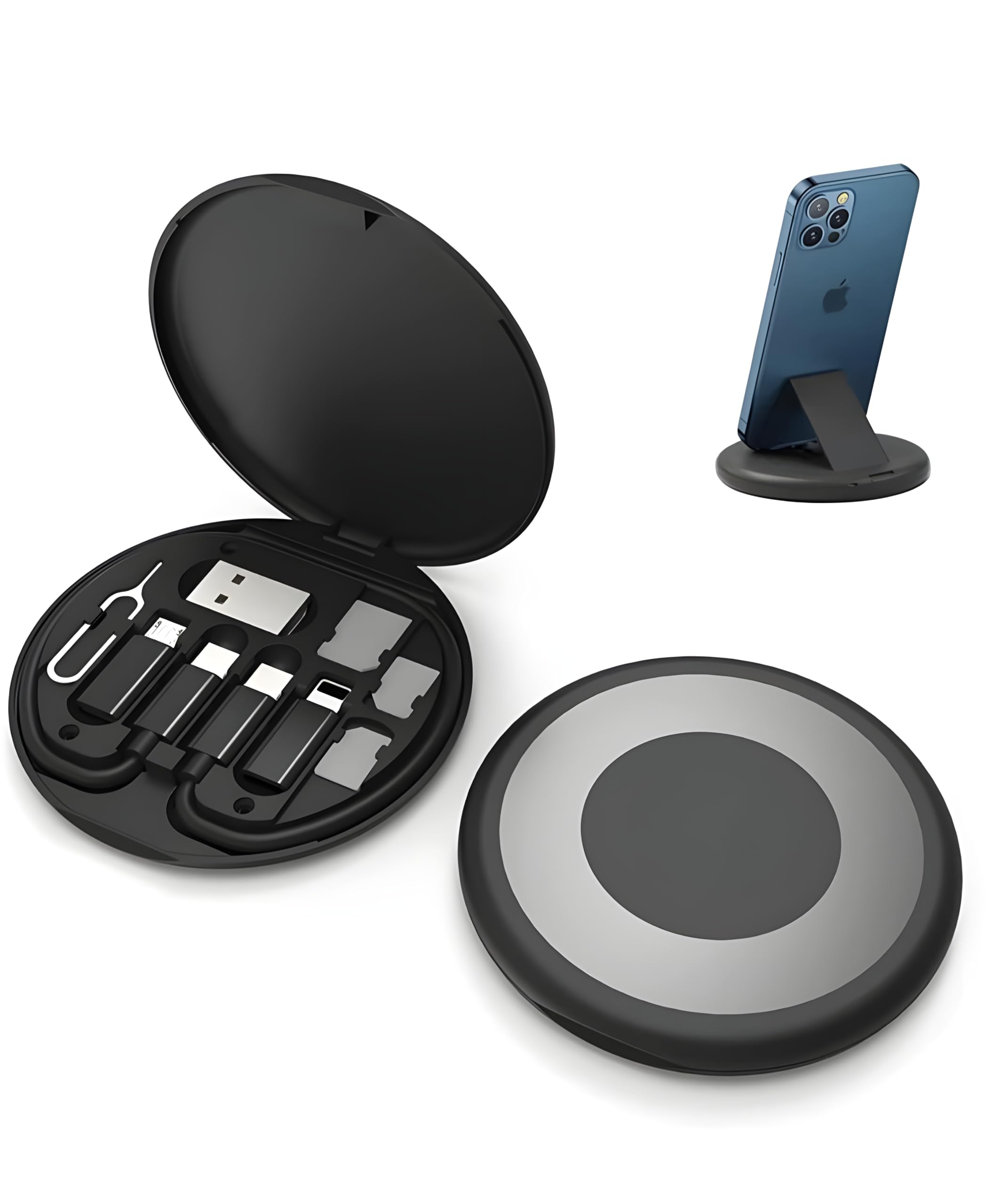 TAF Store -: Mini Multi-Functional Fast Charging Data Cable Set for Apple, Android, Type C Charging with Retrieve Card Pin, Round Storage Box, for Travelling Multi (Charging Data Cable) (B0DD419Q14) Amazon Price History, Amazon Price Tracker