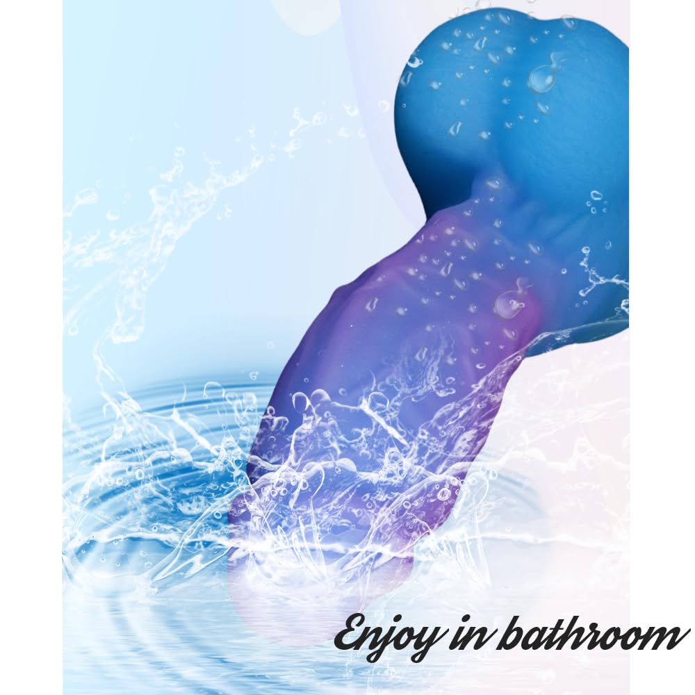 8 Inch Realistic Thick Silicone Dildo Adult Sex Toy for Women,Colorful Flexible G-spot or Anal Stimulator with Suction Cup for Hands-Free Play,1.85'' Diameter Bent Shaft Big Lifelike Penis with Balls: Blue