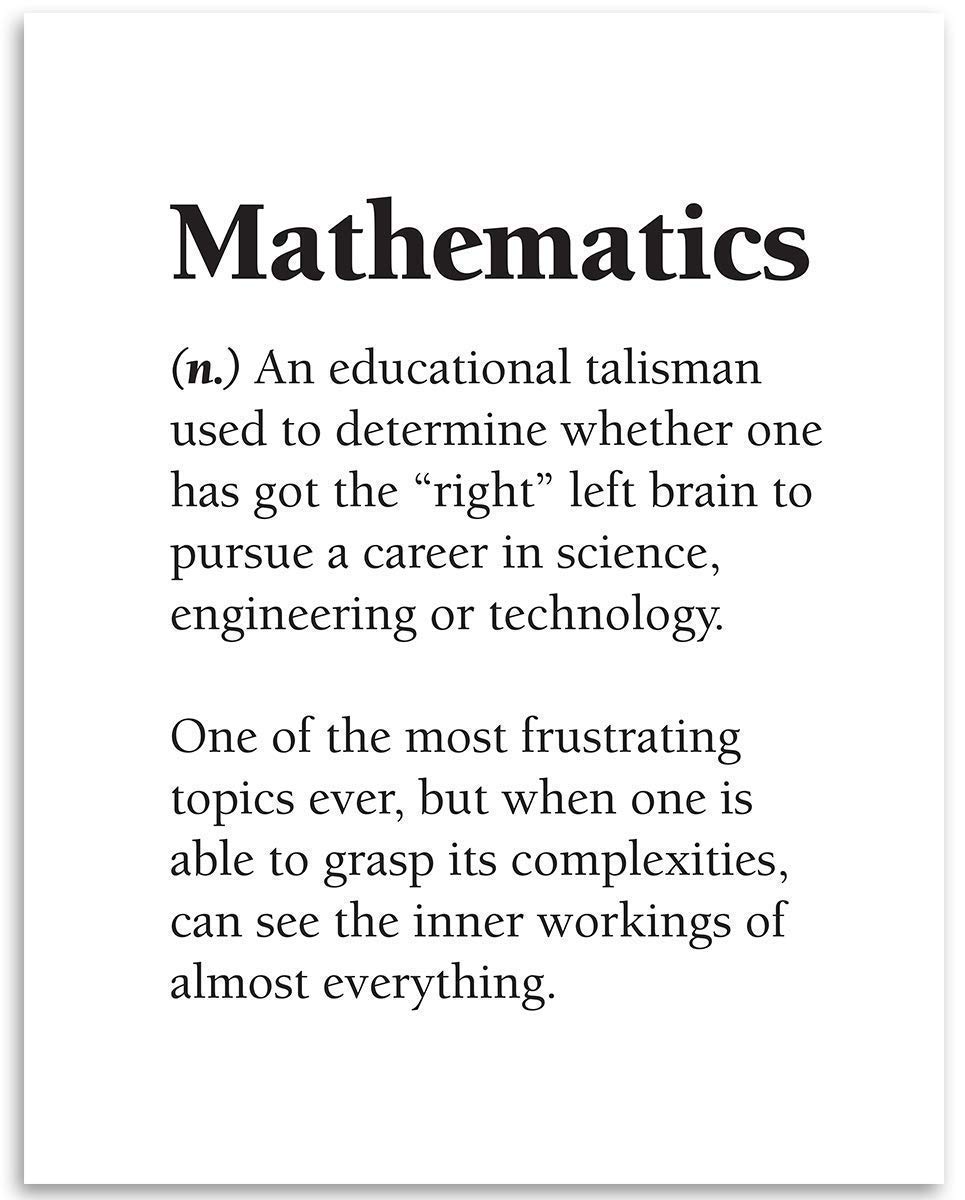 Amazon.com: Math Art Prints - Mathematics - Dictionary Definition Quote ...