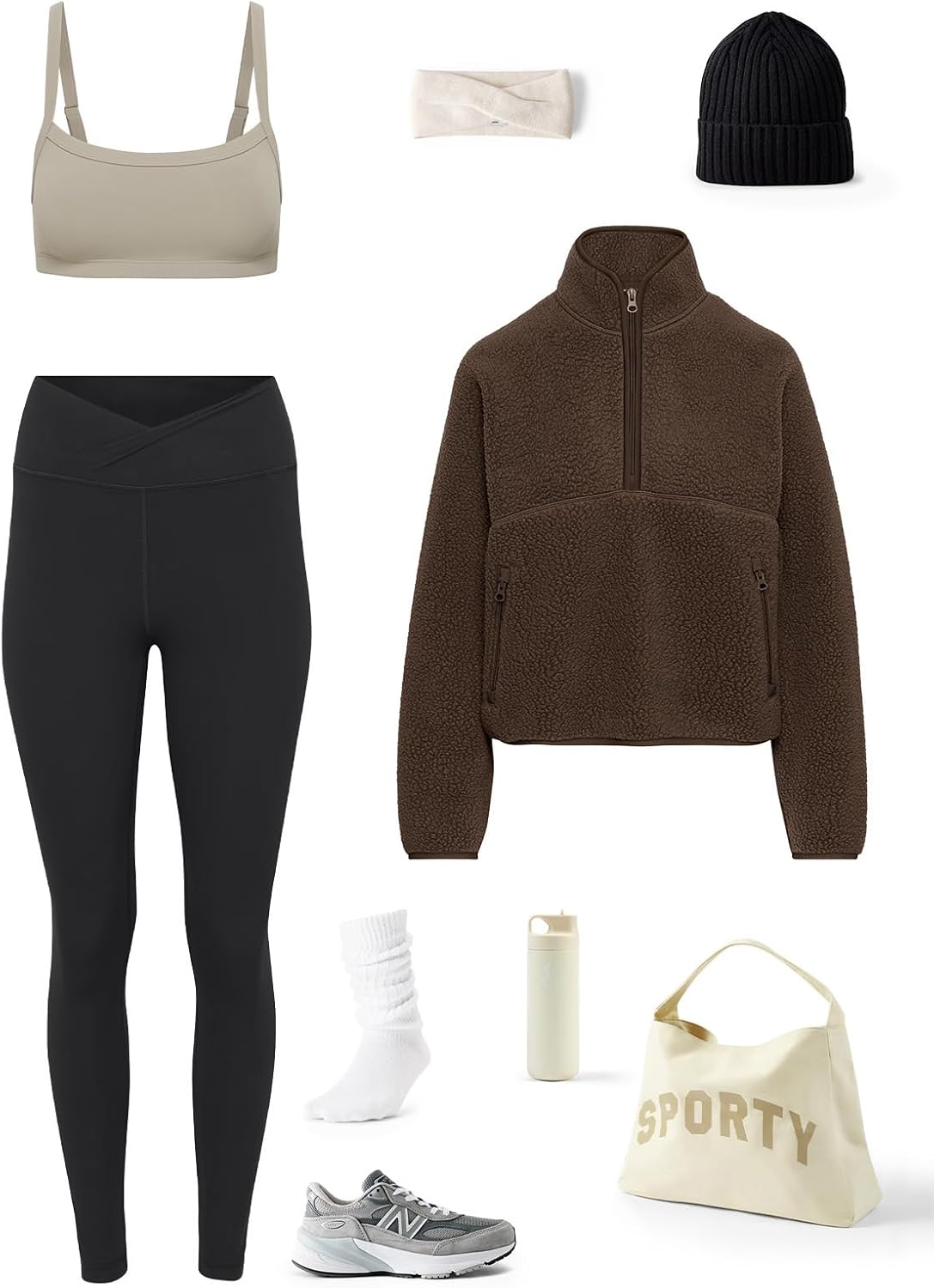 LASLULU Womens Half Zip Pullover Cropped Sweatshirts Sherpa Fleece Jacket Fuzzy Sweaters Cute Winter Jackets with Pockets - Image 6