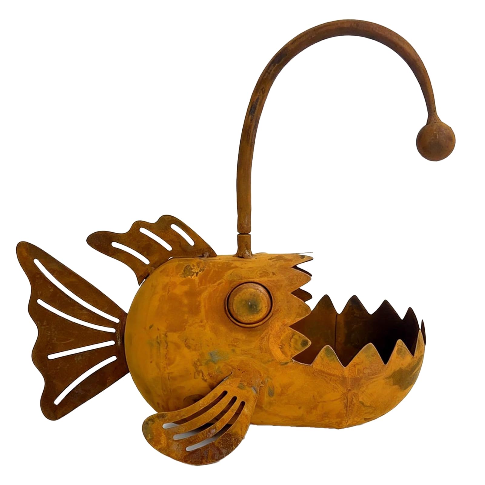 Tuxoiou Rustic Iron Planter with Fish Shaped Design, Decorative Metal Flower Pot for Succulents Cactus Plants, Rustproof Garden Patio Porch Balcony Decor A