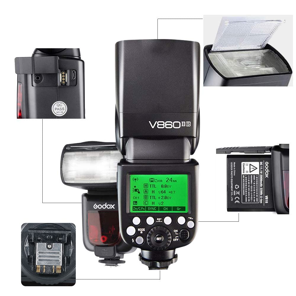 GODOX Ving V860II-S TTL Flash HSS 1/8000s con Ricaricabile Batteria Fotocamera Flash Speedlite per Sony A7 A7II A7RII HVL-F60M HVL-F43M HVL-F32M