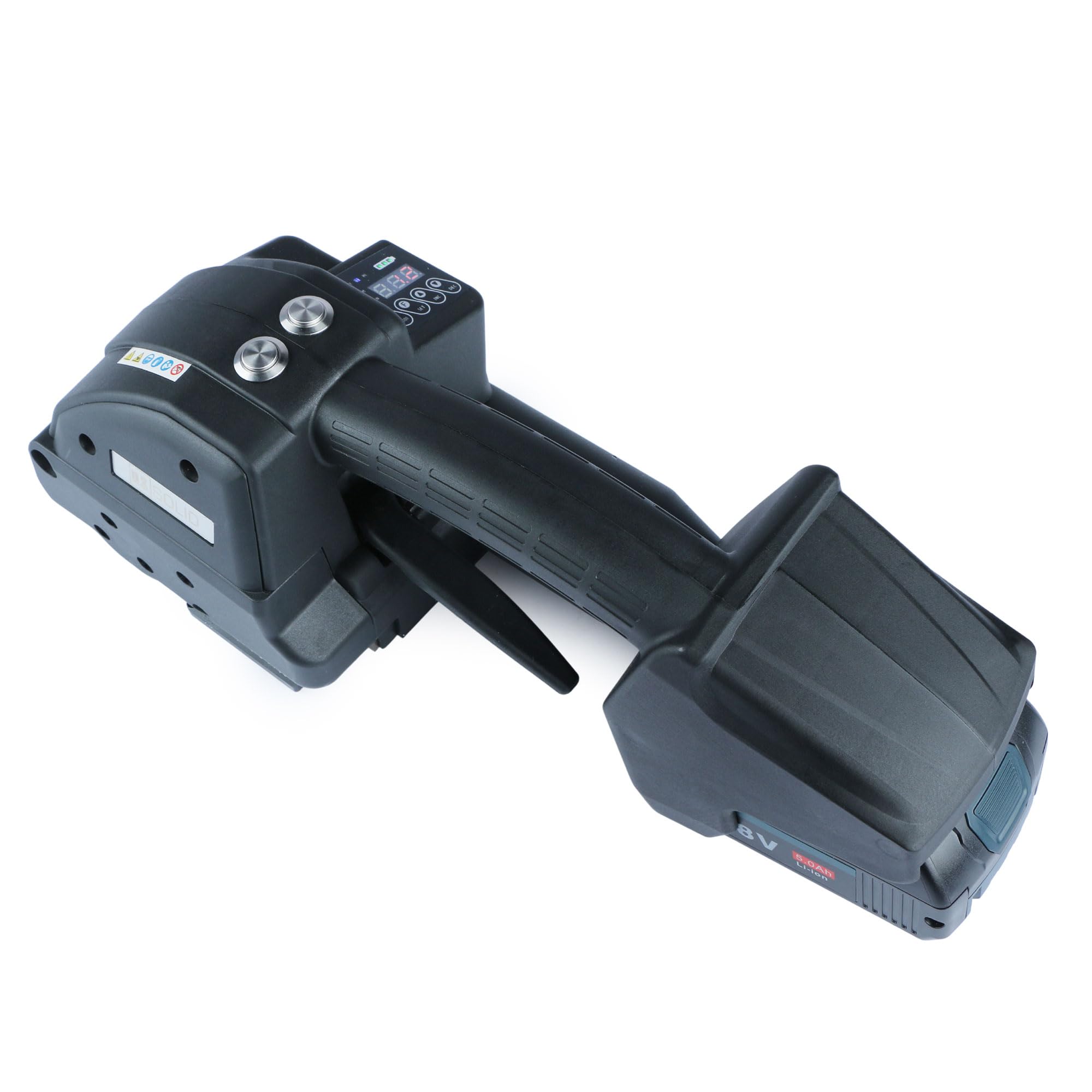 U.S. SOLID Machine de cerclage électrique avec 2 x 5000mAh batterie et écran LCD pour bandes PP PET de 12-16 mm, machine automatique de cerclage pour palettes en carton