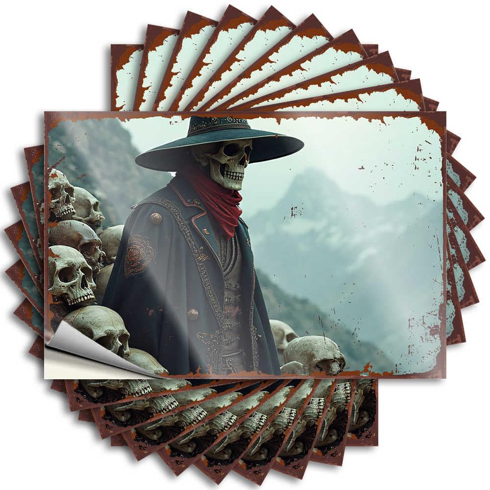 Bookish Decal, Rustic Water Skull Cowboy in The Mountains: A Spooky Western Scene | Funny Quote Science Decals(12X18CM)