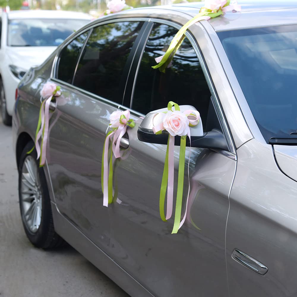 Décoration Voiture pour Mariage,Couple mariée,Guirlande pivoines artificielles,décoration Voiture,décoration Mariage,décoration Voiture,décoration Mariage,décoration Voiture Mariage,Rose