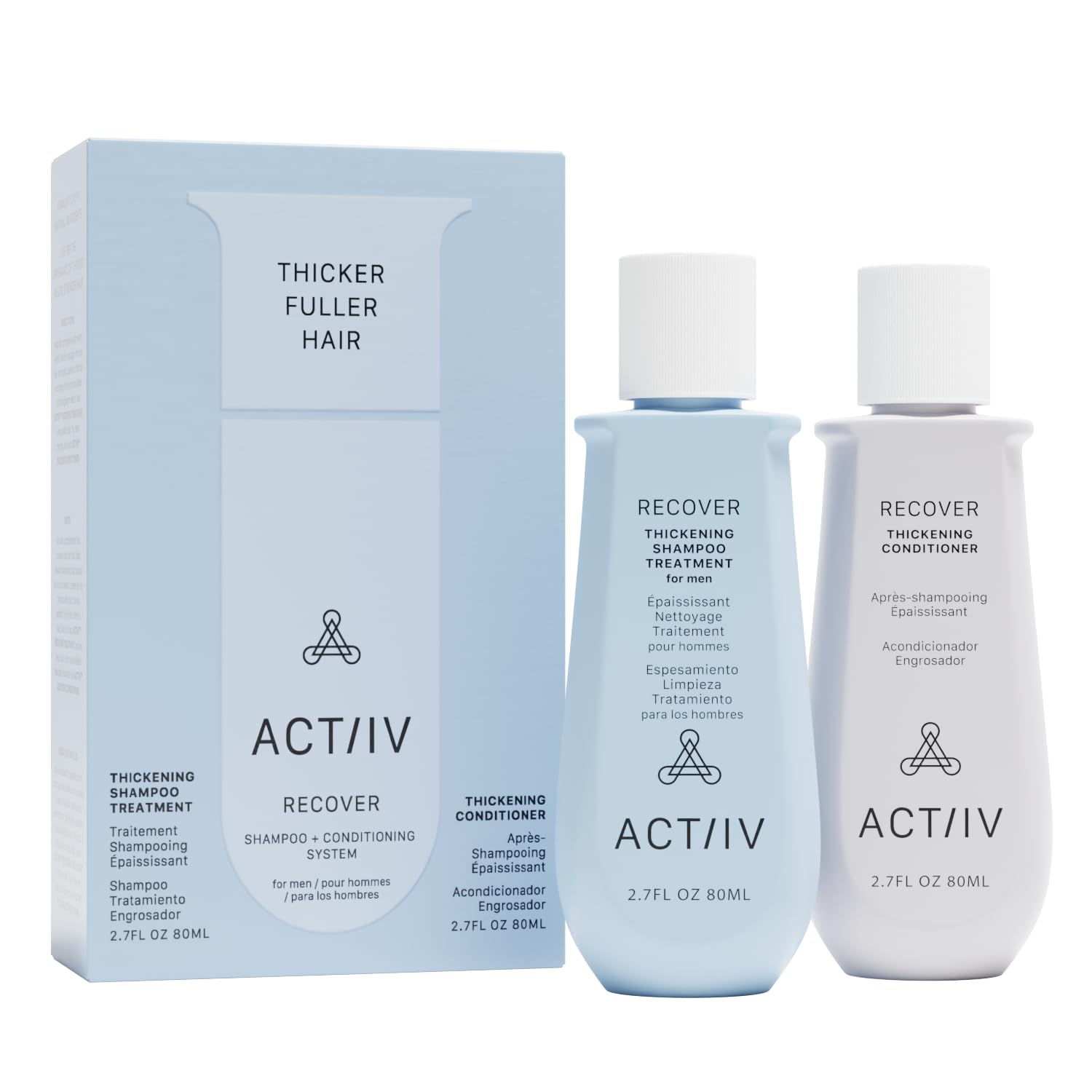 ACTIIV Recover Travel Duo For Men | Supports the Appearance of Fuller, Healthier-Looking Hair, Plant-Based, Color-Safe, Vegan, All Hair Types