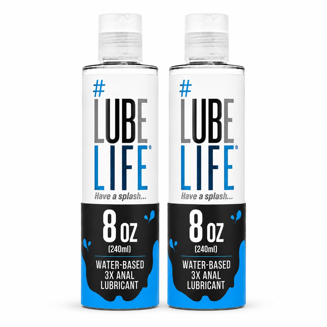 LUBELIFE Water Based 3X Anal Lube, Personal Lubricant, Toy Safe, 8oz 2 Pack | Extra thick anal glide with triple cushion, non-sticky water-based formula, toy and condom compatible, smooth confident glide 8 Fl Oz (Pack of 2) 3X Water-Based