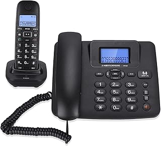 W128 2.4GHz Intelligent Digital Wireless Telephone Landline One for One Support Call Forwarding, Three Way Real time Calls (US Plug 100 240V)(Black)
