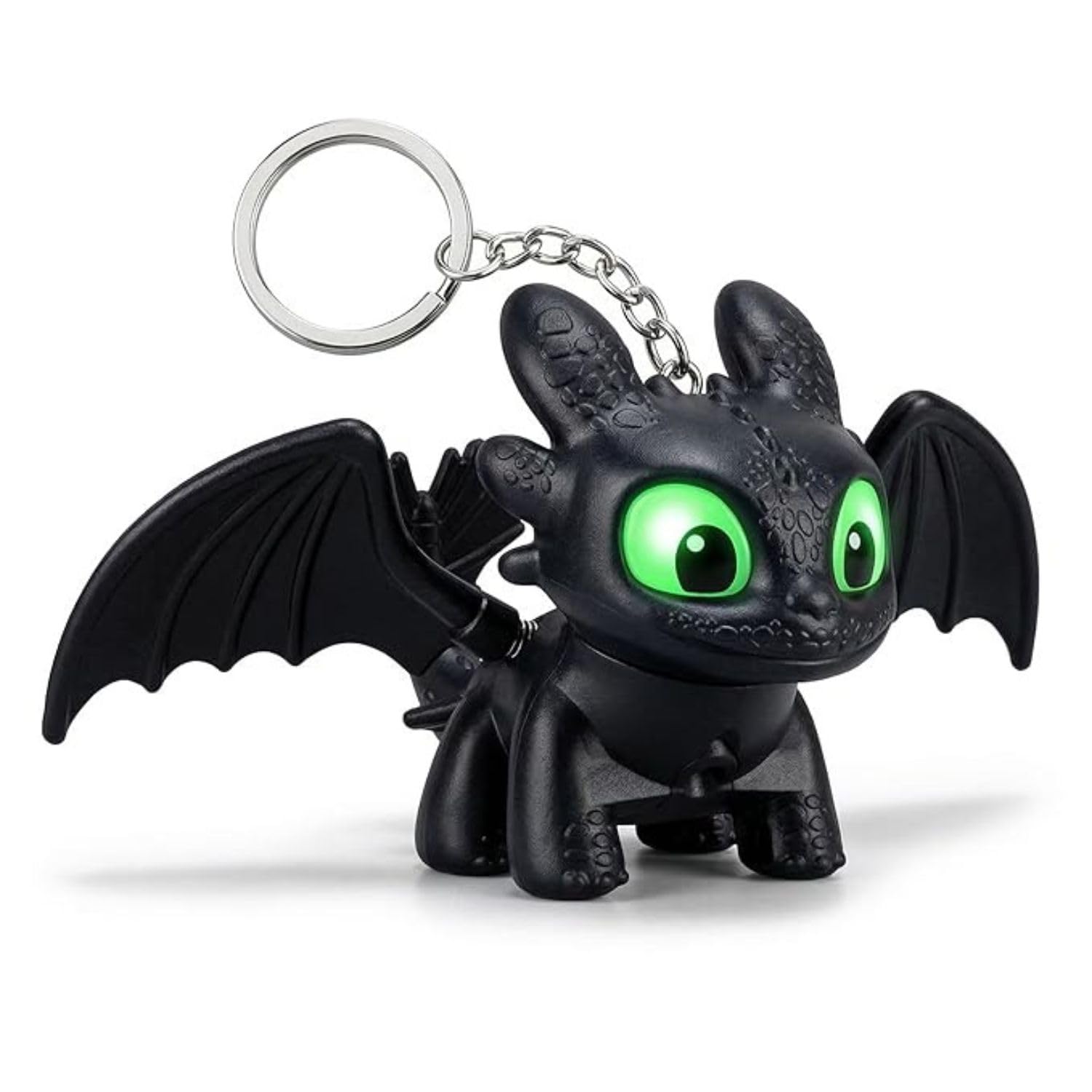 Mini Dragon Keychain with LED Glowing Green Eyes – Cute Black Dragon Keyring, Light-Up Toy Figure, Bag Charm for Backpack & Keys, Unique Gift for Kids & Adults-image-10