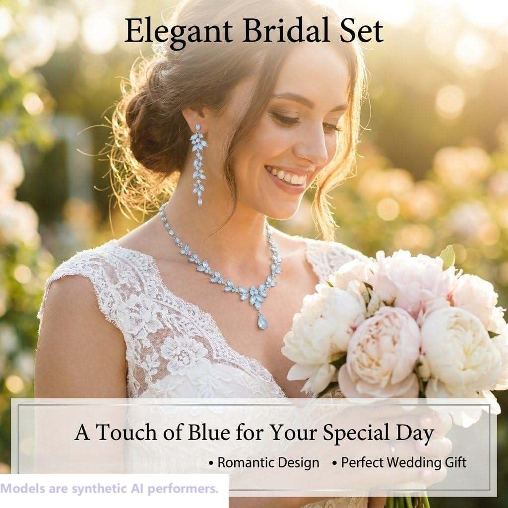 Kamirola Bridal Wedding Jewelry Set for Women/Brides/Bridesmaids Crystal Jewelry Set for Wedding Prom Party Bridal Crystal Necklace Earrings Bracelet Set