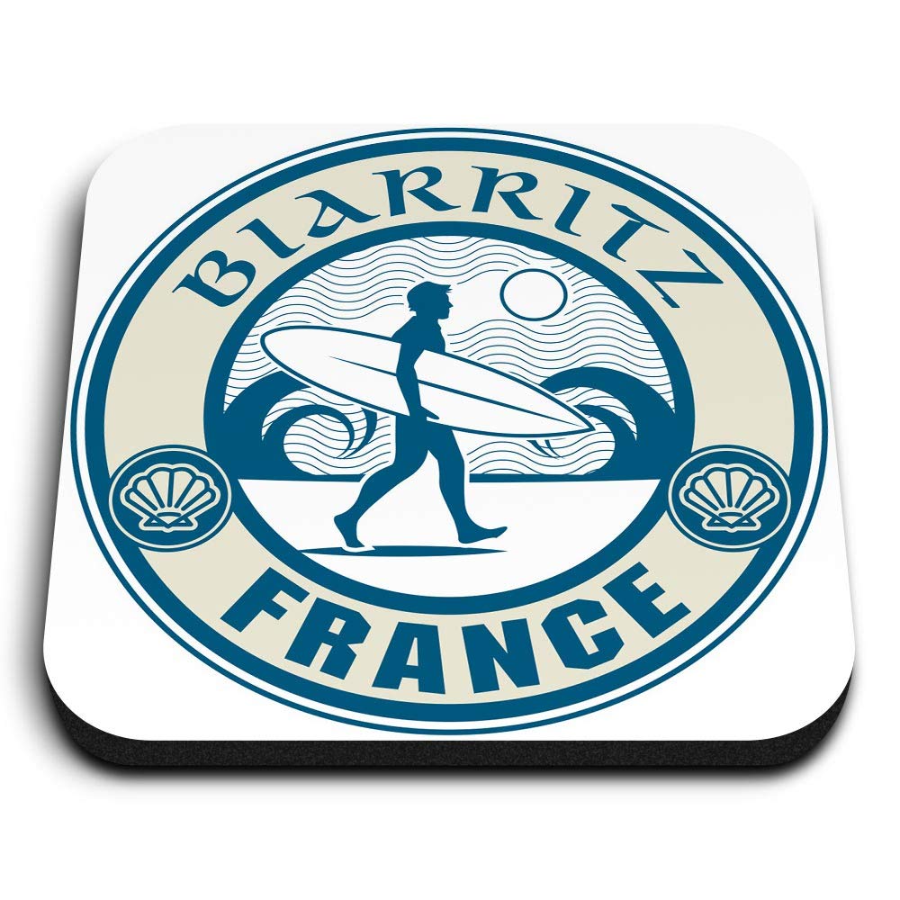 1 x Square MDF Fridge Magnet - Biarritz France Wave French 9244