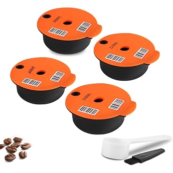 RECAFIMIL 4er-Pack wiederverwendbare Kaffeekapseln aus PP-Kunststoff nachf llbar kompatibel mit der Tassimo Kaffeemaschine 60+180+200+220ml