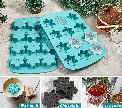 Kamehame KA23020 Snowflake Ice Cube Mold, 2 Pcs Christmas Snowflake Silicone Mold thumb #1