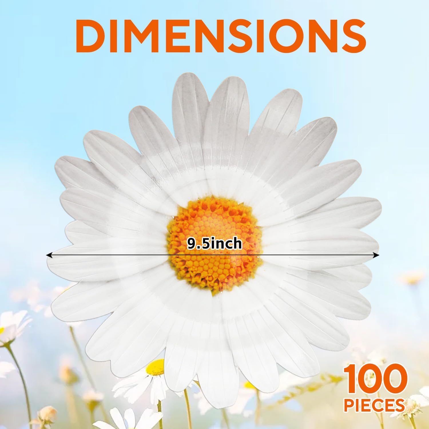 100 Pack Daisy Floral Paper Plates Flower Disposable Dinner Plates 9.5 Inch Spring Summer Tableware for Boho Groovy Birthday Wedding Baby Shower Party Supplies (White)