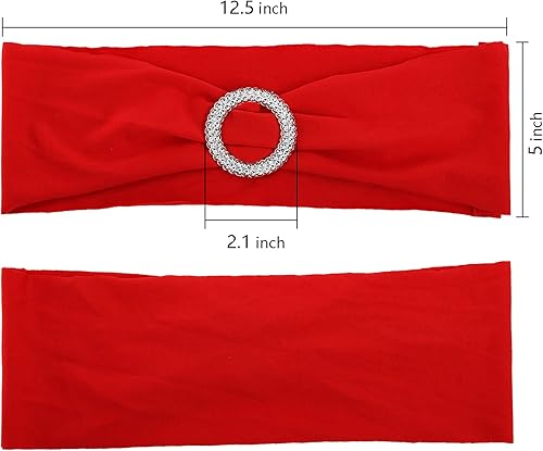 Miniatura 2 de Tosnail Paquete de 50 bandas de elastano para sillas de boda, decoración de sillas de fiesta, color rojo