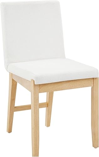 Miniatura 7 de Nathan James Gracie - Silla de comedor tapizada moderna con cojín, silla de comedor Boucle con marco de madera maciza, color crema  pino cálido