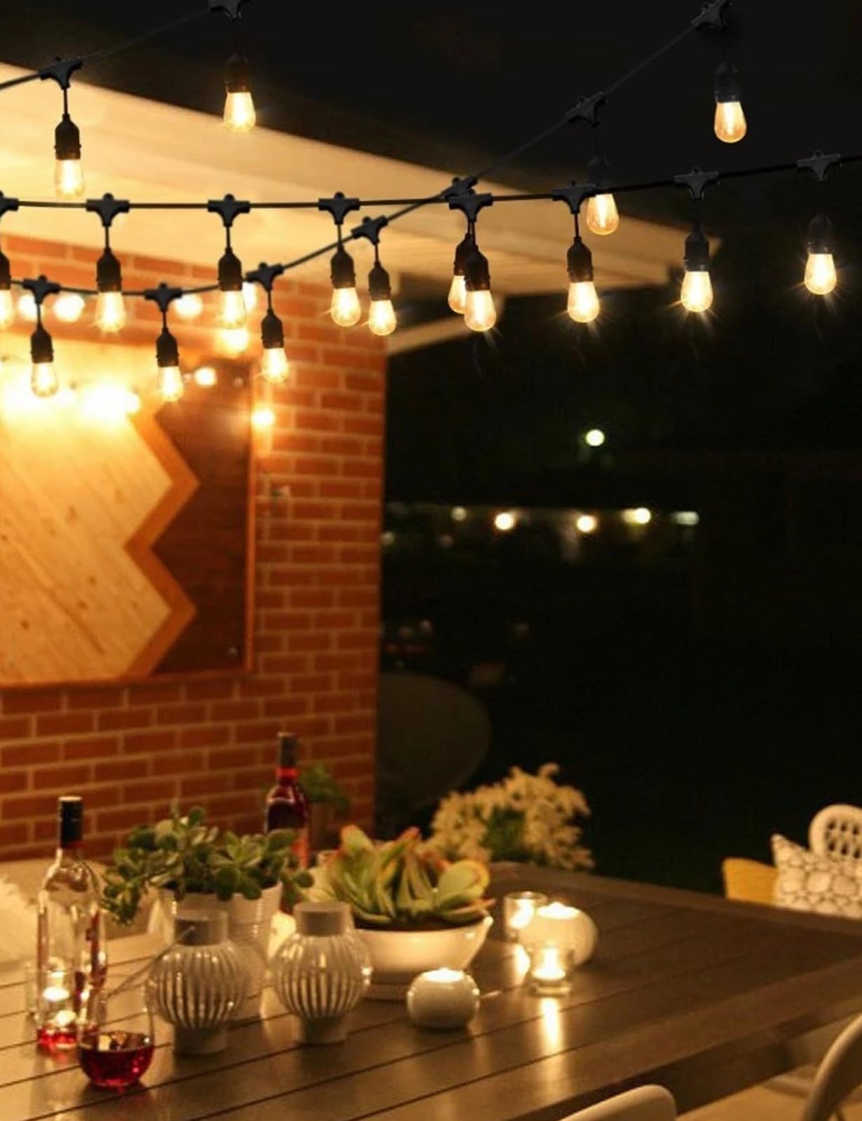 Svater Lichterkette Außen LED, 38m S14 Vintage-Stil, Wasserdicht IP65, mit 1W 80lm LED Glühbirne Austauschbare, Splitterfrei Bruchsichere, E27 Sockel, LichterketteAußen Innen Klassisch Warmweiß