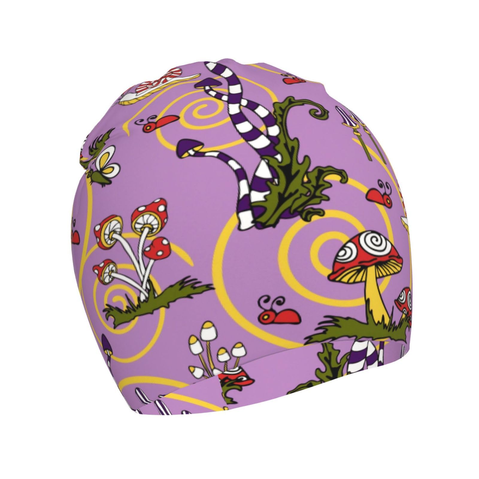 Rqzwdq Mushrooms and Butterflies Kids Beanie Hats Warm Knit Beanie Cap Skull Caps Gifts Decor for Boys Girls White