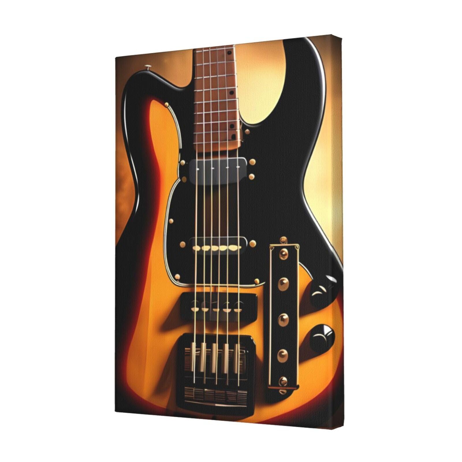FodPand Instrumental Guitar Canvas Wall Art for Living Room Wall Decor 12"x18" Modern Artwork Painting Pictures Hanging Canvas Prints Aesthetic Wall Art for Bedroom Bathroom Office Wallart Decor