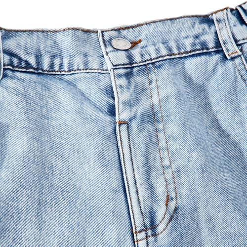Girls Ripped Baggy Jeans - Elastic Waist Wide Leg Denim Pants with Pockets for Kids2