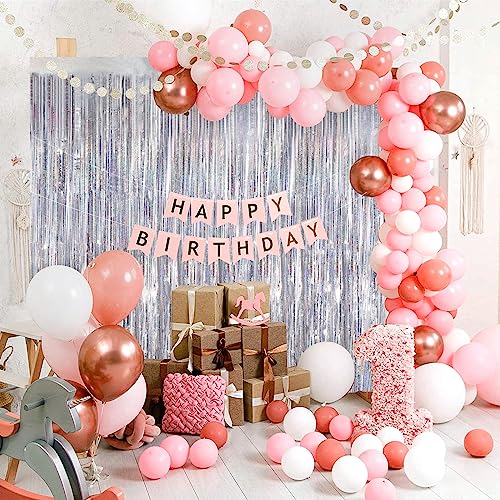 Image of Silver Party Streamers 2Pack Metallic Tinsel Foil Fringe Curtains 3.3X 8.3ft Party Decors for Photo Booth Photoshoot Bridal Shower Engagement Disco Bachelorette Party Decors Streamers for Christmas