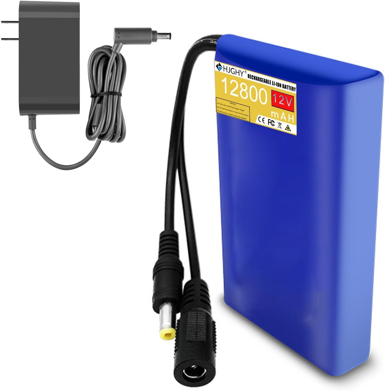 12V Lithium Battery Pack 12V 12800mAh DC Rechargeable Lithium Ion Battery Powerful Portable Lithium Polymer Battery for Audio Monitoring Xenon Lamp with Charger,12v 12800mah,Without Light