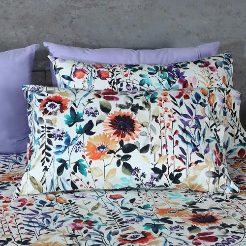 Image of Bedsheet Set | GOTS Certified 100% Organic Cotton Percale | 200 TC | Breathable & Skin-Friendly (King, Floral Burst)