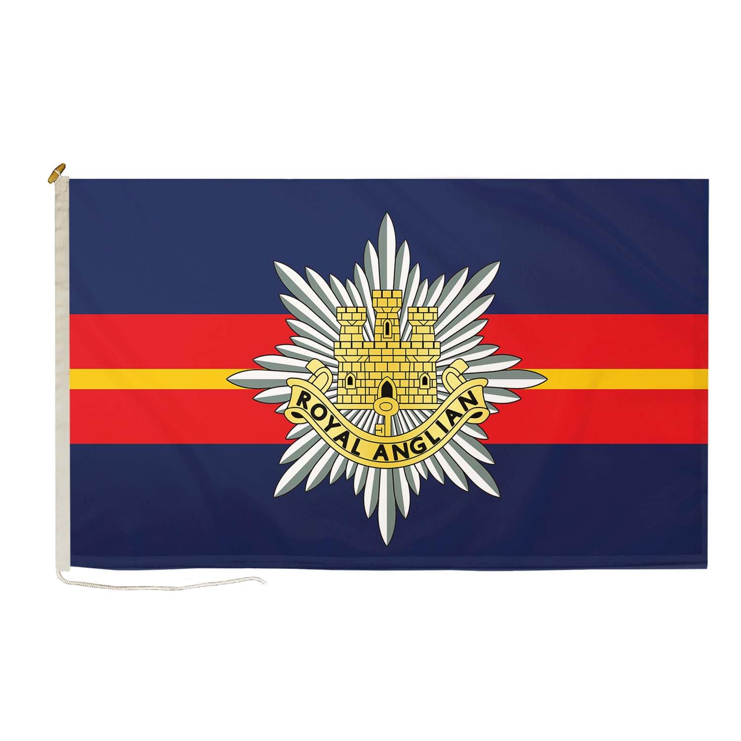 DuraFlag Royal Anglian Regiment Small Courtesy Flag 20x12 Inch Premium Quality With Rope & Toggle Reinforced Stitching 50x30cm British Army Infantry Regiment Flag Heavy Duty Polyester