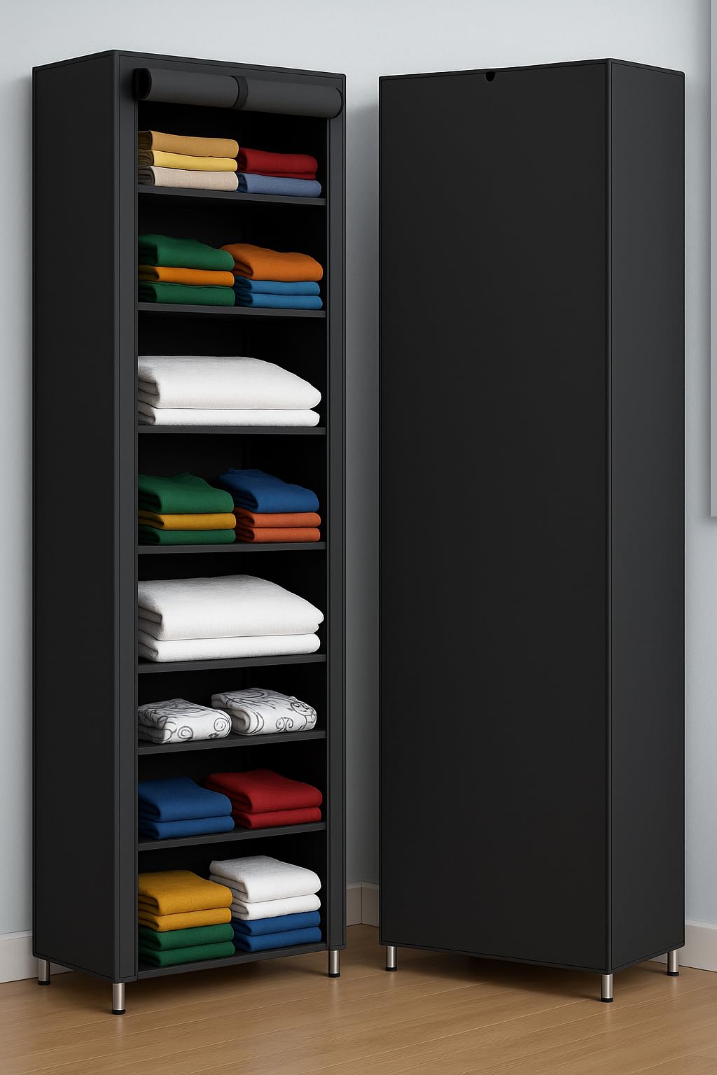 VIPEK Foldable Wardrobe for Clothes, Cloth Organizer for Storage with 6 Shelves, Multipurpose Clothes Rack for Home & Bedroom (Black, 9 Layer)-image-17