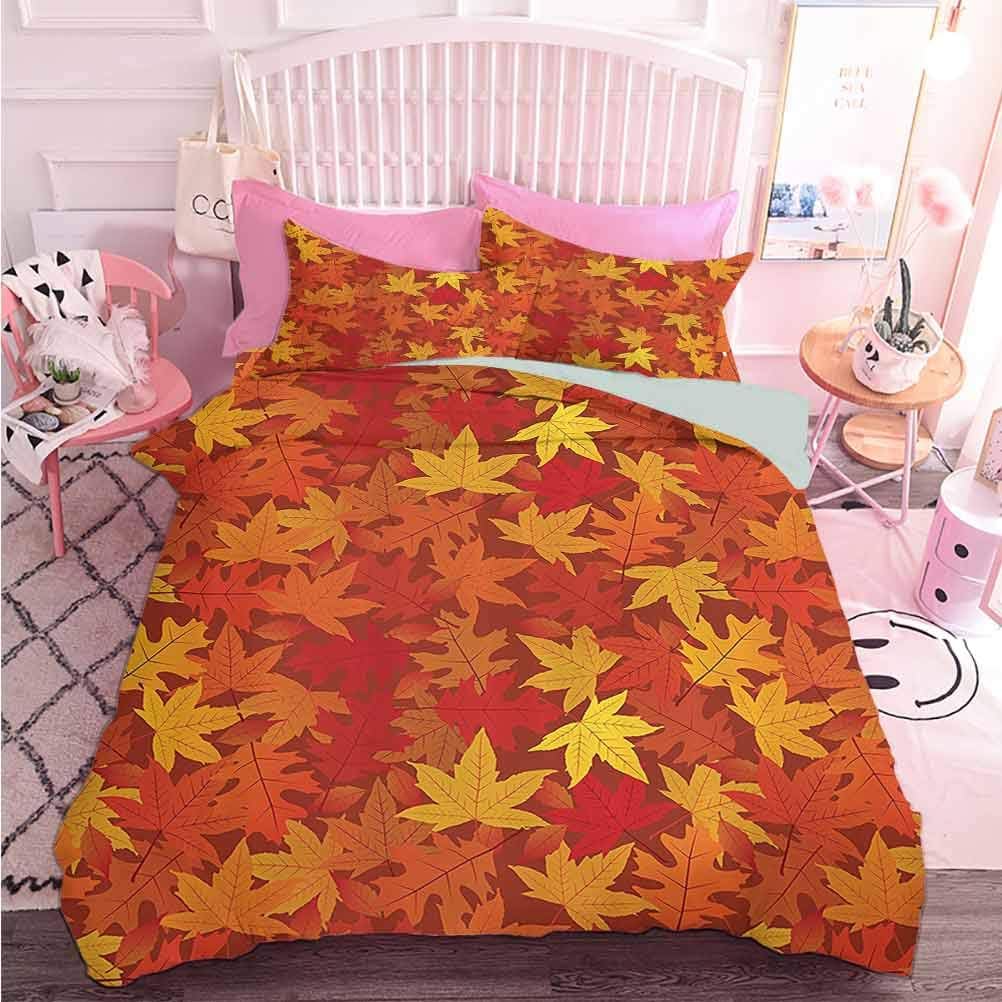 Hiiiman Comforter Bedding Set 3pcs Multi Colored Autumn Fall Maple Leaves in Unusual Designs