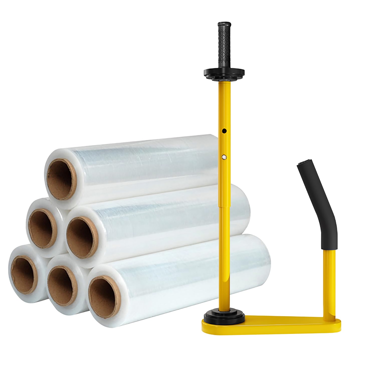Teleskopowy dozownik folii stretch, z 6 rolkami folii stretch, profesjonalny ergonomiczny ręczny dozownik do folii stretch, odpowiedni do szerokości 45-50 cm