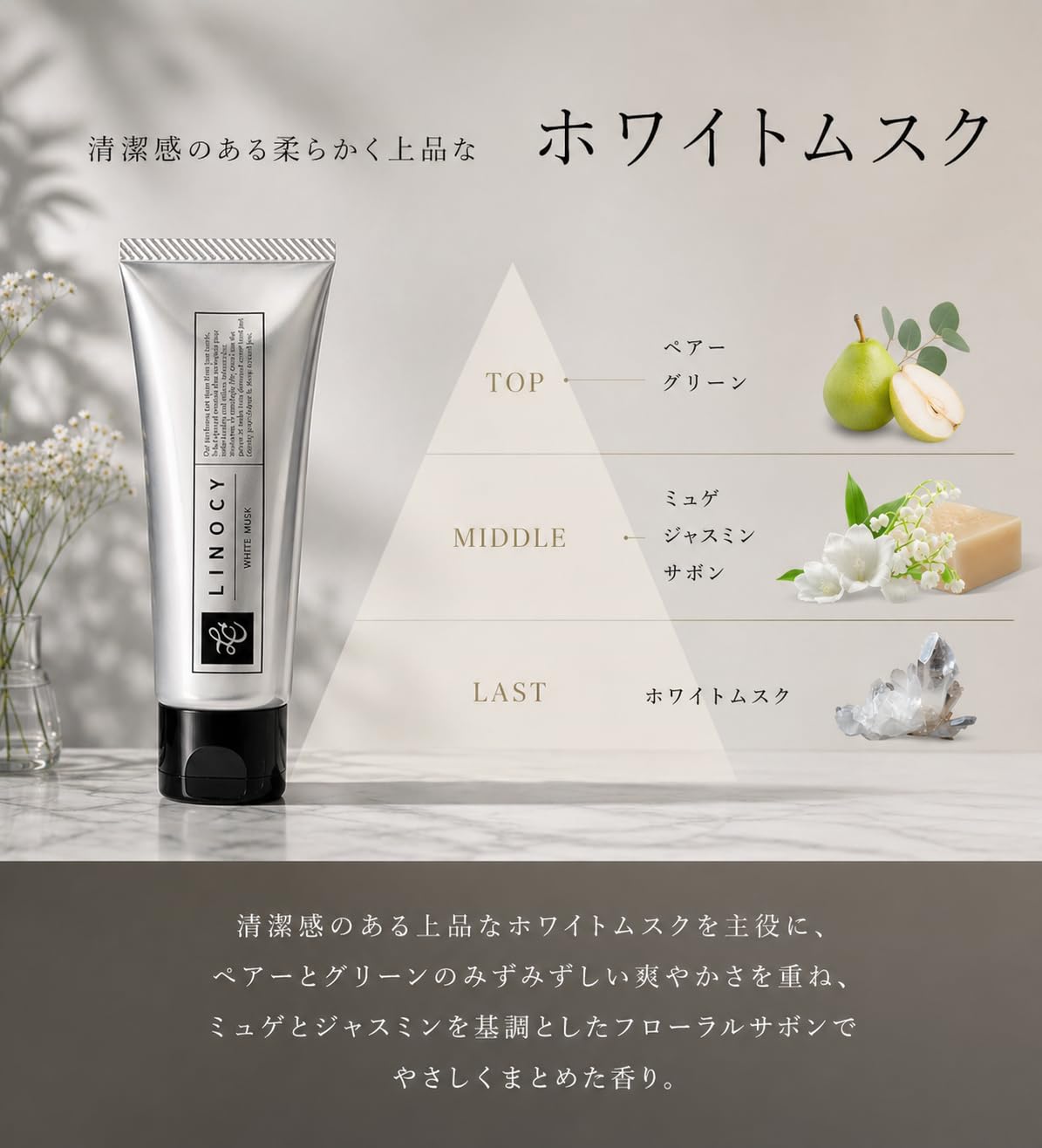Amazon | LINOCY（リノシー） 練り香水 ホワイトムスク 50g メンズ