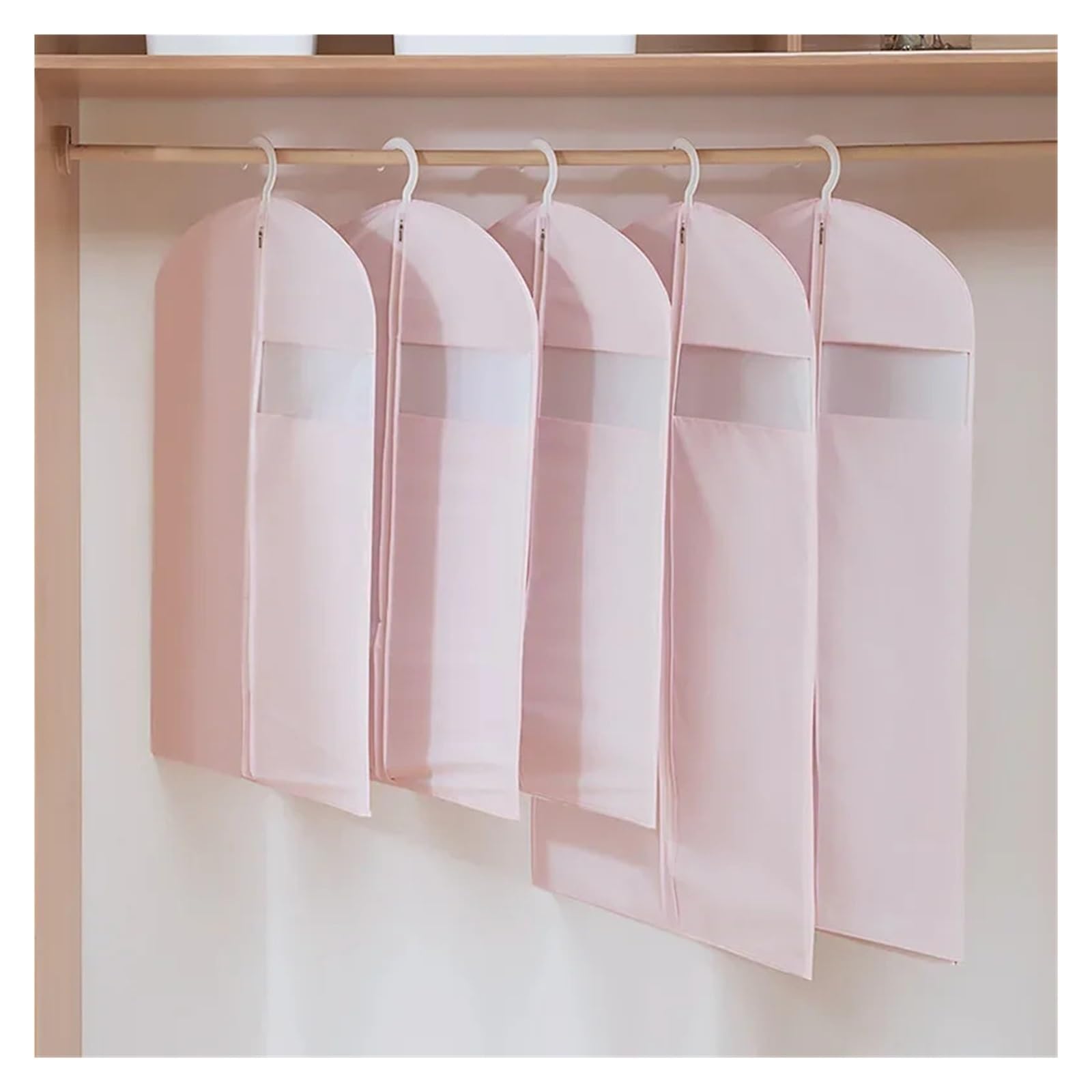 Garment Bag 5pcs Transparent EVA Printed Cover Clothes Hanging Bags Home Suit Coat Storage Wardrobe Organizer(PINK,60x90cm)