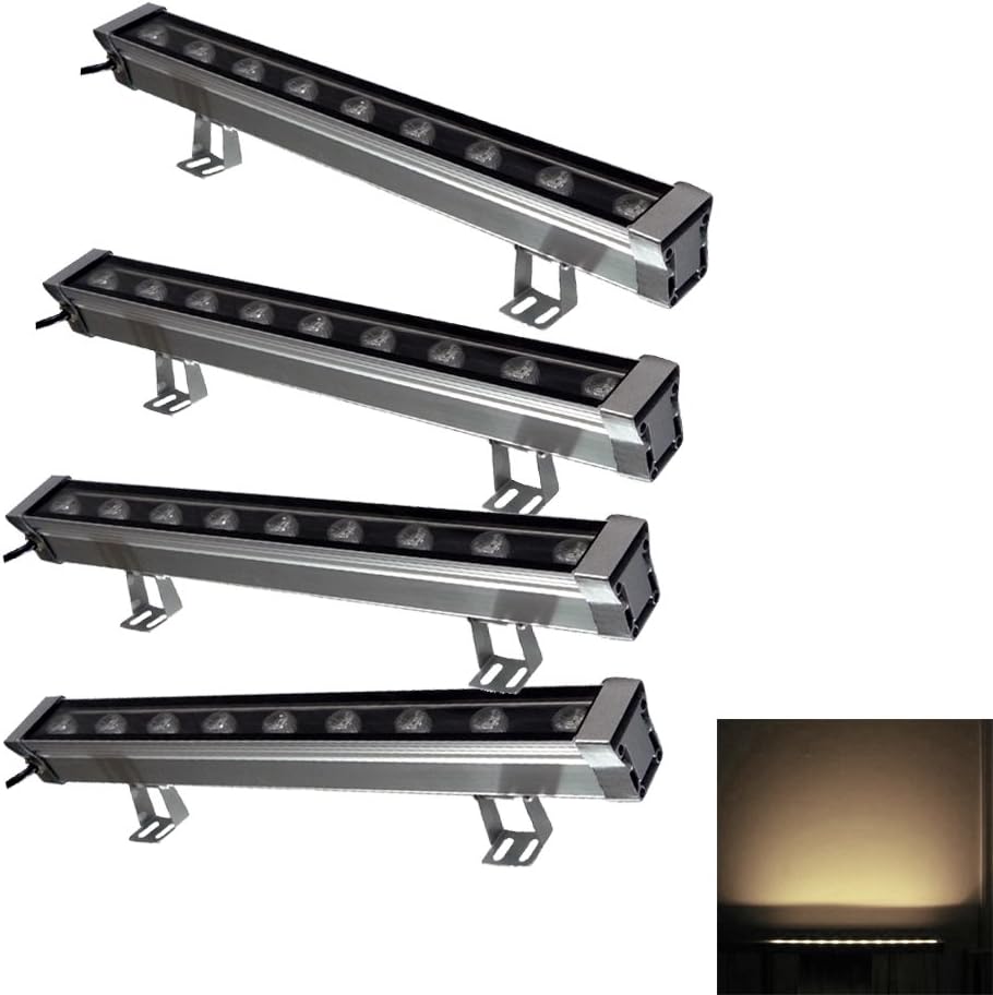 IP65 Waterproof 9W LED Wall Washer AC85-265V Input Lanscape Floodlights 500mm Long Linear Lamp - Pack of 4 (Warm White)
