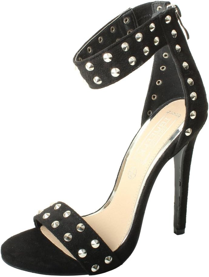High End Womens Studded Strappy Sandals High Heel Designer Feather Diamante Pearl Shoes Court Stiletto Black Silver Gold Pink