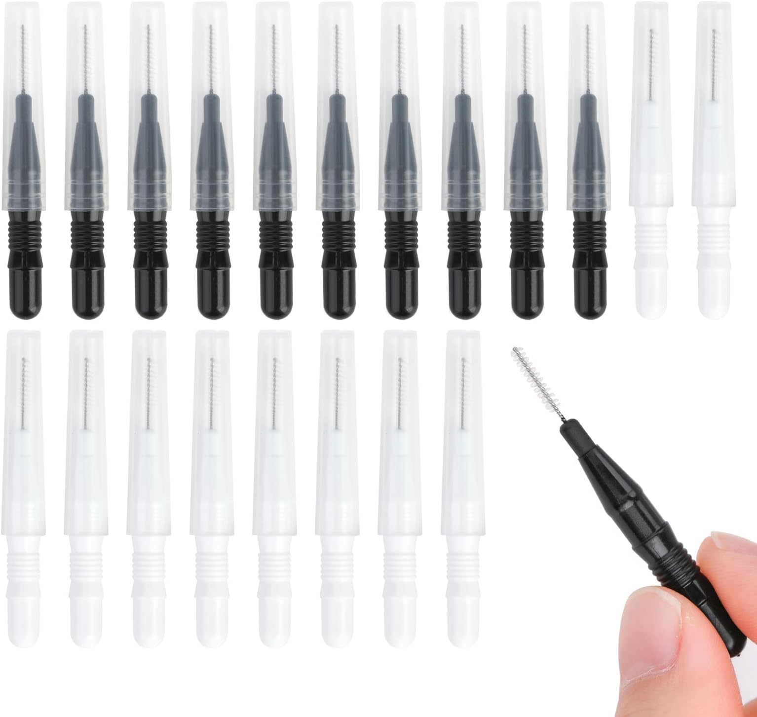 20Pcs Micro Eyebrow Brush Practical Eye Brow Spoolie Lamination Brushes with Cap Multifunctional Spooly Lash Mascara Comb for Eyelash Lift Extensions Clean Tools for Perming Eyebrows & Eyelashes