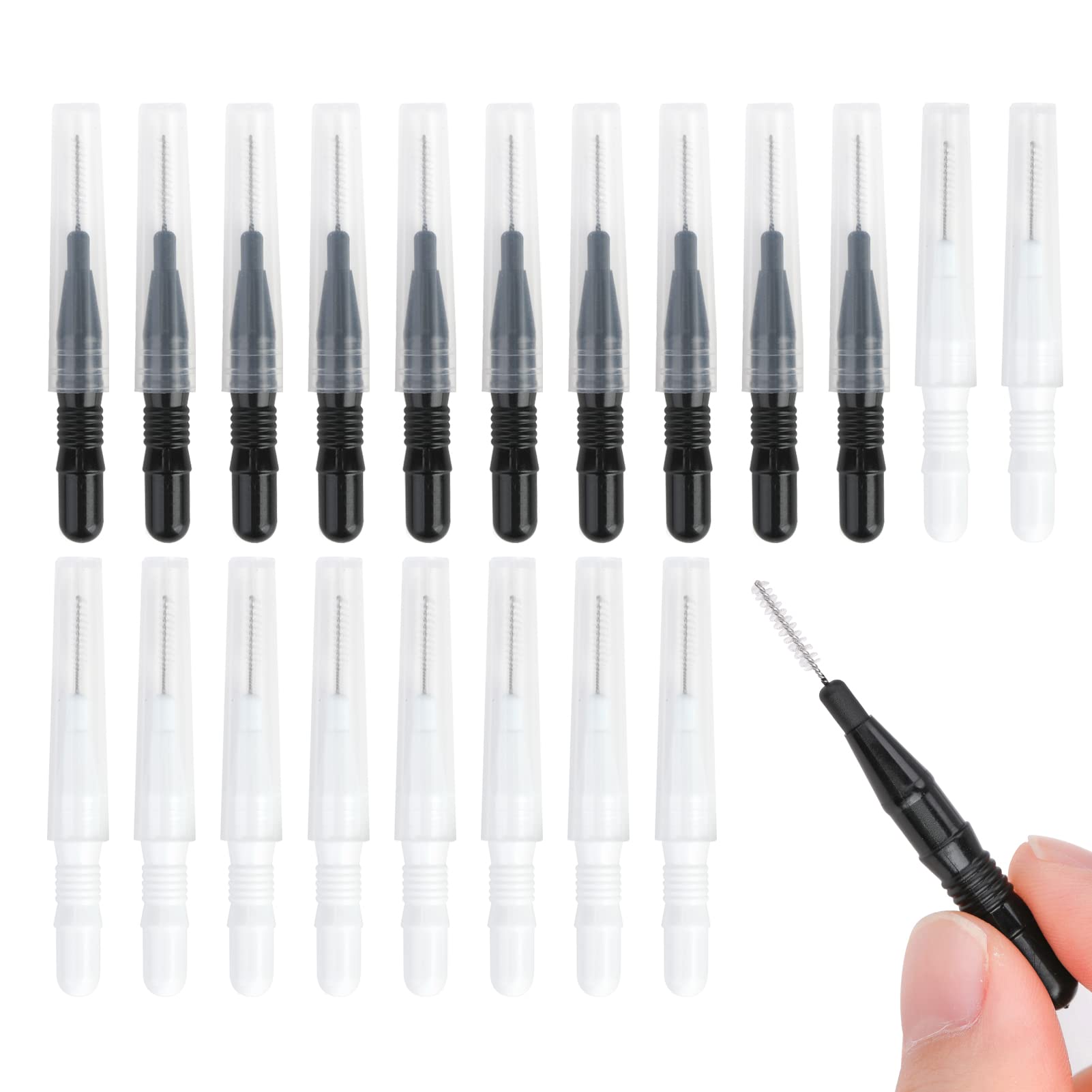 20Pcs Micro Eyebrow Brush Practical Eye Brow Spoolie Lamination Brushes with Cap Multifunctional Spooly Lash Mascara Comb for Eyelash Lift Extensions Clean Tools for Perming Eyebrows & Eyelashes