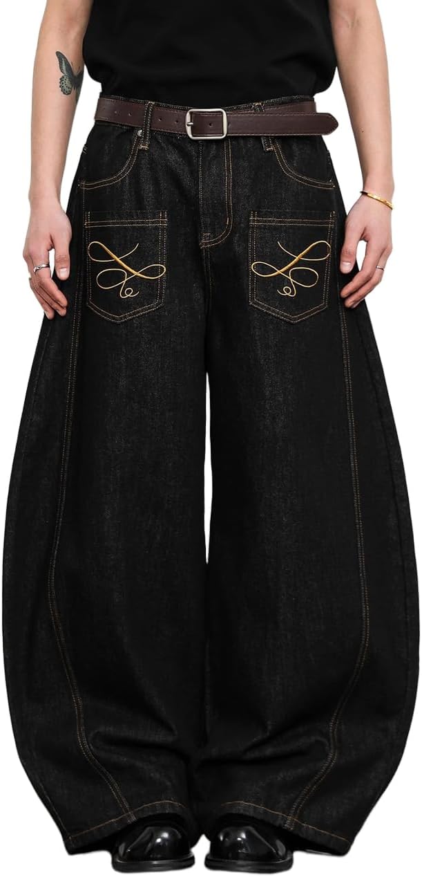 Nutriangee Baggy Barrel Wide Leg Jeans for Men Women Streetwear Y2k Loose Fit Denim Pants - Image 2