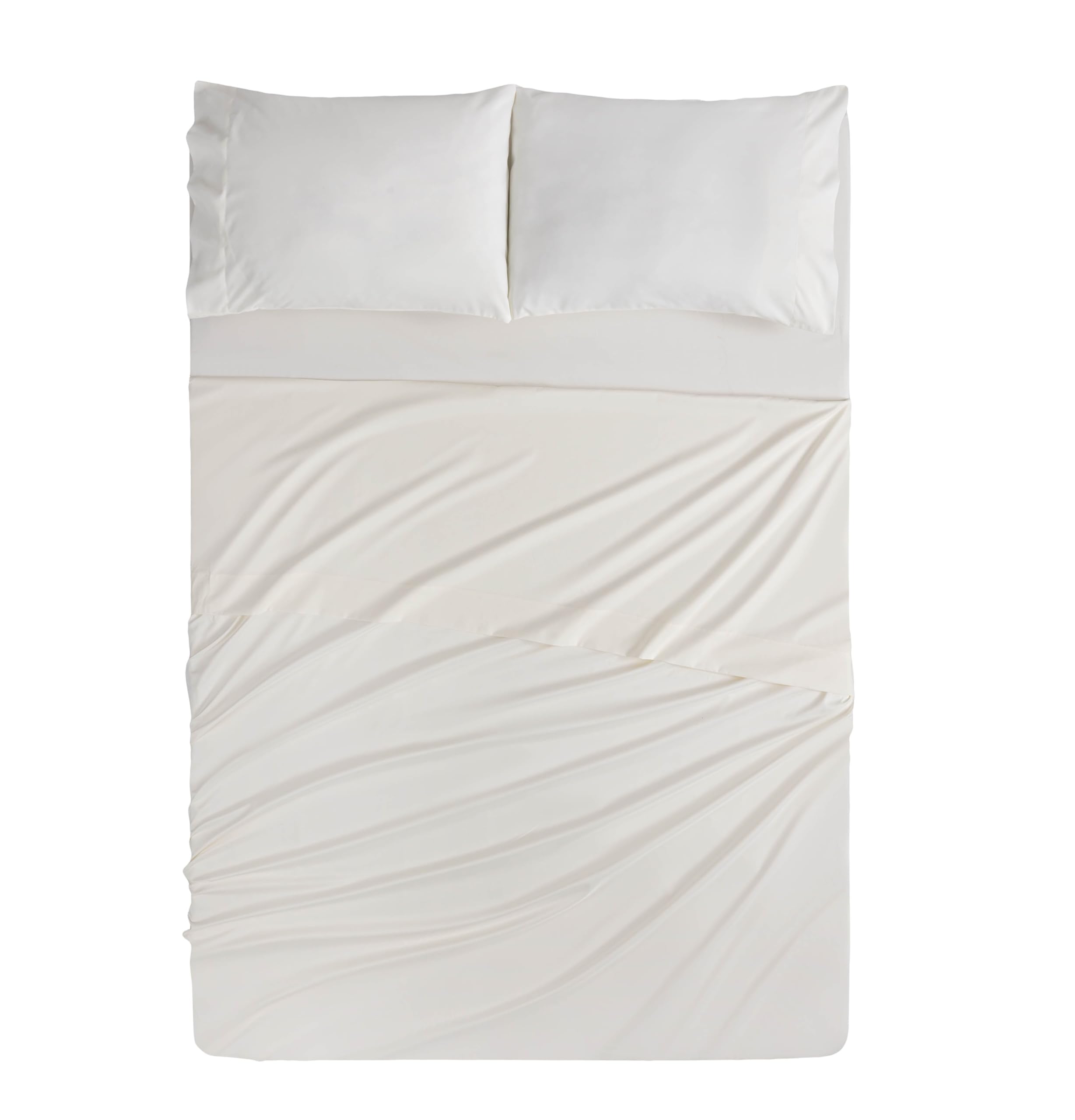 Todocama 4 Piece 4002 Fitted Sheet Set - Top Sheet - Two Pillowcases 50 x 80 cm (Bed 150 x 190/200 cm, Beige) - Image 2